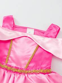 SHEIN Playful Pals Young Girl' Elegant Princess Tulle Dress, Charming Fuchsia Party Costume Suitable For Holiday Celebrations, Parties, Photo Shoots, Spring/Summer - Hot Pink - View 3