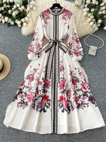 DreamSkyne Court Retro  Plus Size Women's Loose Plus Size Maxi Vacation Dress