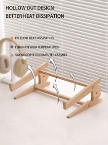 1 件木制笔记本电脑支架，升高游戏笔记本电脑支架，升高电脑桌面冷却底座返回学校 - 卡其色 - 查看 2