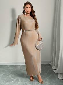 SHEIN Privé Vestidos de mujer de talla grande, vestidos elegantes, vestidos largos de fiesta, vestido de diosa griega vestido dorado, vestido de fiesta vestido beige de mujer vestido de vacaciones falda de hada - Dorado - Ver 5
