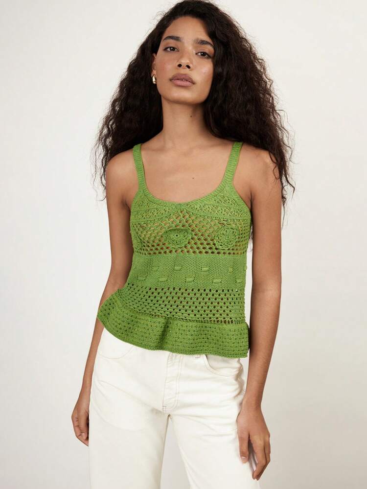 SHEIN Maija 2025 Spring & Summer Women Casual Fashion Vacation Hollow-Out Flare Design Comfortable Sweater