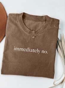 INAWLY Camiseta casual de mujer de cuello redondo y manga corta con estampado de letras