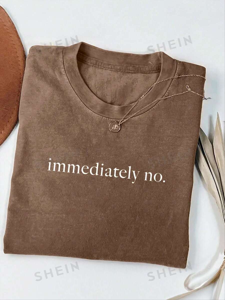 INAWLY Camiseta casual de mujer de cuello redondo y manga corta con estampado de letras