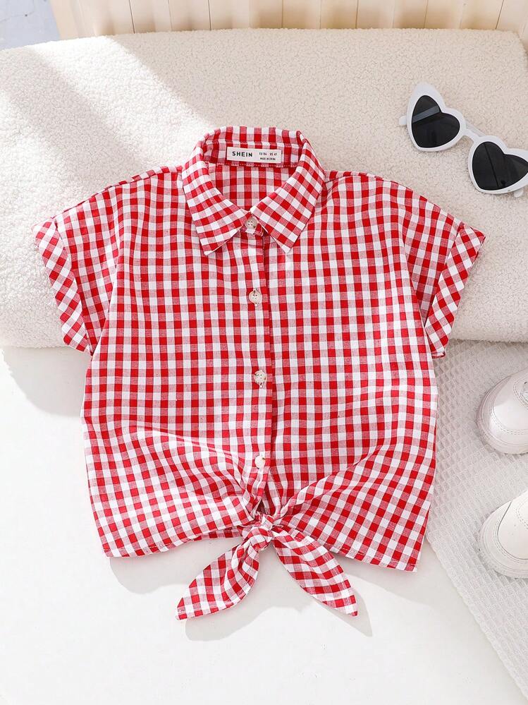 SHEIN Camisa informal de niña con combinación de rayas tejidas - Multicolor - Añade 1