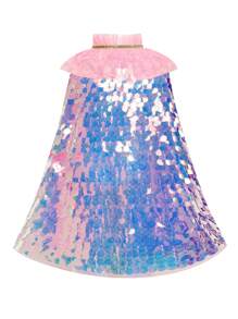 SHEIN Young Girl Luxurious Elegant Vintage Sequined Mesh Cloak Cape Dress, Princess Costume Suitable For Party, Birthday, Photo Shoot, Festival Celebration, Outdoor Activities, All Season