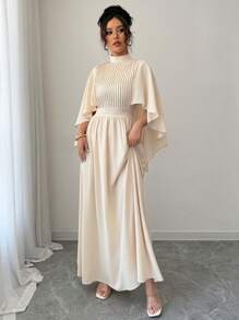 Rafferiza Solid Color Chiffon Elegant Long Dress For Women - Apricot - View 5