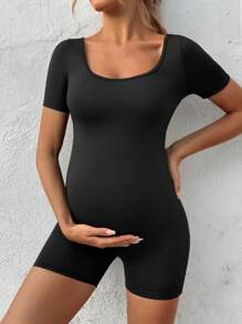 SHEIN Pregnant Women's New Slim Fit Hollow Back Outdoor Casual Sports Jumpsuit