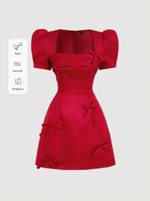 SHEIN MOD Bow Decor Vintage Style Girls Summer Dress