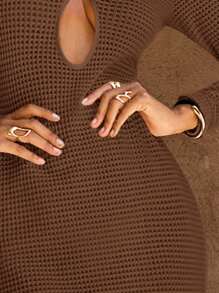 Opulessa Fall And Winter Christmas Wedding Cocktail Party Formal Gown 1pc Women's Solid Color Knit V-Neck Long Sleeve Fishtail Dress, For Vacation,Bohemia, Suitable For Going Out, Concert, Party, Club Outfits, Date, Night Out,Vacation ,Beach  Outfits,Garden Wedding Guest Dress, Elegant Dress For Women, Concert, Party, Club Outfits, Valentine's Day