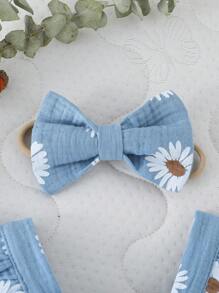 SHEIN Newborn Baby Daisy Floral Print Square Collar Ruffle Hem Bodysuit - Multicolor - View 4