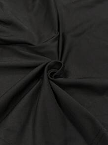 Sweetra Chân váy ngắn nữ kiểu dáng bất đối xứng, cạp chun, vạt lệch, phong cách Y2K - màu đen - Xem 6