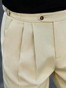 Manfinity CasualCool Men's Slim-Fit Solid Color Casual Suit Pants, Minimalist Style For Daily Wear Casual