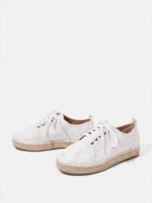 Styleloop Women's Lace-Up Floral Embroidery Casual Flat Shoes Spring Shoes Spring Break Easter