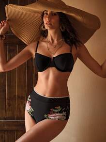 MOTF PREMIUM CONTRAST TRIM SPAGHETTI STRAP BIKINI SET