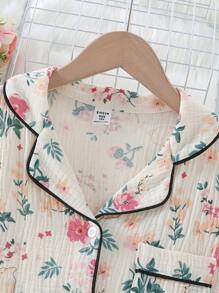 2pcs/Set Tween Girl Cute Rabbit Print Soft Fabric Skin-Friendly Short Sleeve Top & Shorts Homewear Set Back To School Fashion - Multicolor - View 6