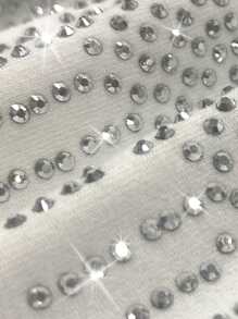 Áo phông cổ tròn họa tiết kim cương cỡ lớn phiên bản giới hạn thường ngày dành cho nữ - trắng - Xem 3