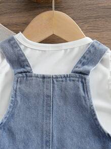 Baby/Baby Girl Fashion Denim Suspender Skirt Set