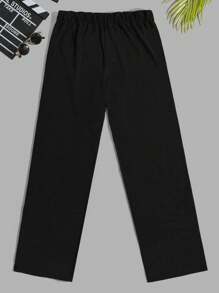 RueChic 2pcs Men's Comfortable Casual English Letter Print Pajama Set - Black - View 5