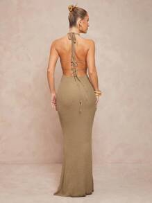 Lumalex Spring Swimsuit Swimwear Swim Cover-Up Bikini Set Outing Summer Swimsuit Swimwear Swim Vacation Easter Bohemian BOHO Sea Beach Hot Outdoor Richly Layered Wedding Season Banquet Coming Of Age Ceremony Beach Seaside Women's Sexy Hollow-Out Knitted Patchwork Backless Dress