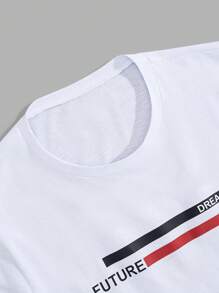 RueChic Men Cottonline Letter Printed Regular T-Shirt & Pants Set - Black - View 3