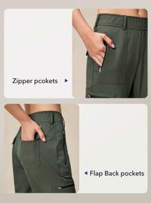 OutZeal 女士户外黑色长裤，适合露营、徒步旅行，触感凉爽，速干弹力修身剪裁，带口袋 - 綠色 - 查看 7