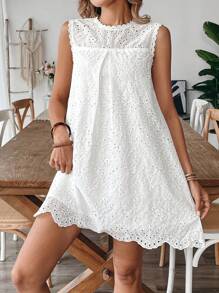 EMERY ROSE Women's Sleeveless Solid Color Mini Dress, Minimalist & Fashionable, Suitable For Summer