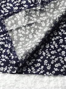 SHEIN Unity Váy suông hở eo họa tiết hoa nhỏ xinh xắn cho kỳ nghỉ - Màu xanh hải quân - Xem 5