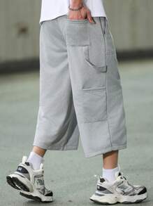 Manfinity Hypemode Pantalón deportivo casual y suelto para hombres con diseño de cintura con cordón