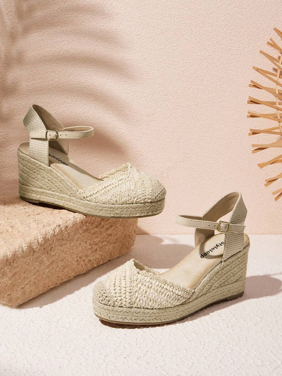 Styleloop Zapatos slip-on casuales de mujer con plataforma y suela gruesa, de unicolor y parches de encaje sencillo