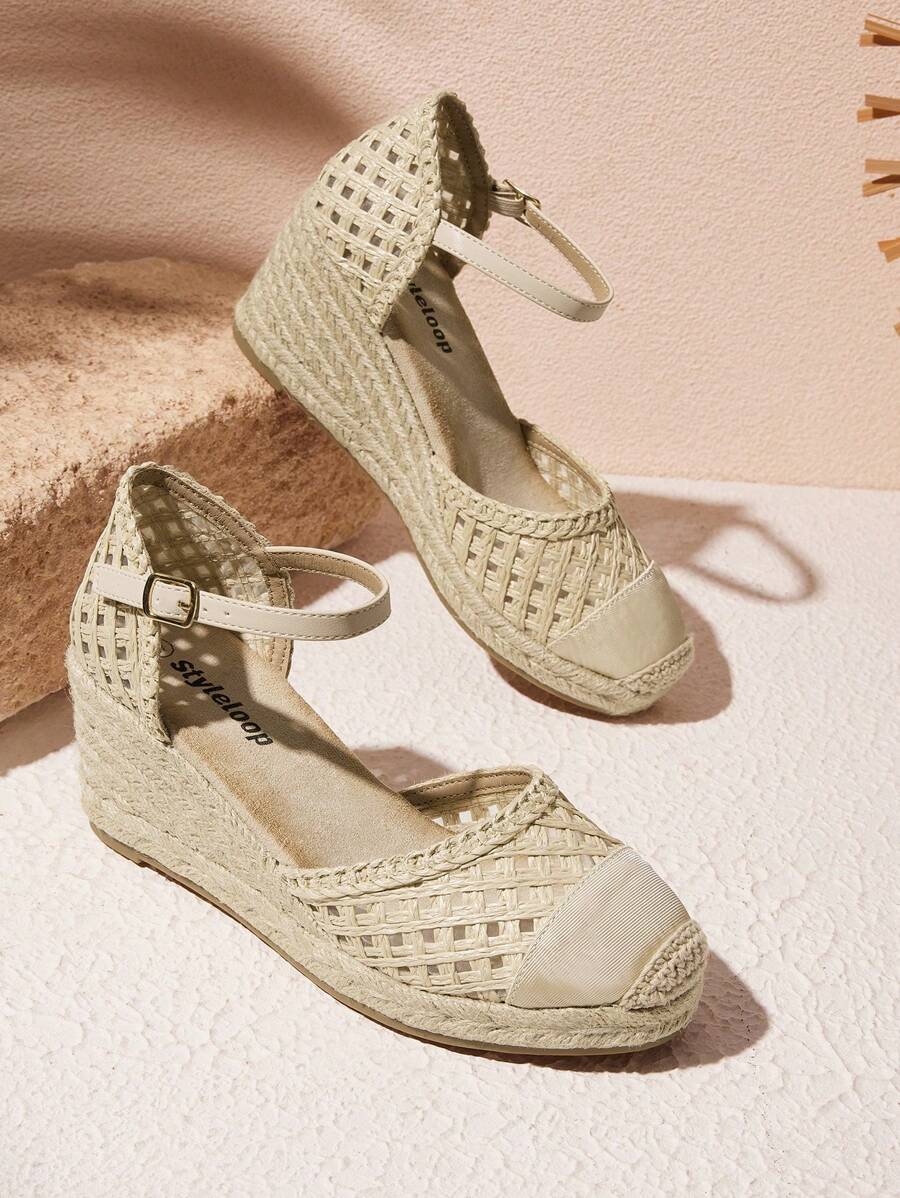 Styleloop Women's Solid Color Patchwork Hollow-Out Casual Platform Slip-On Loafers - Apricot - View 1