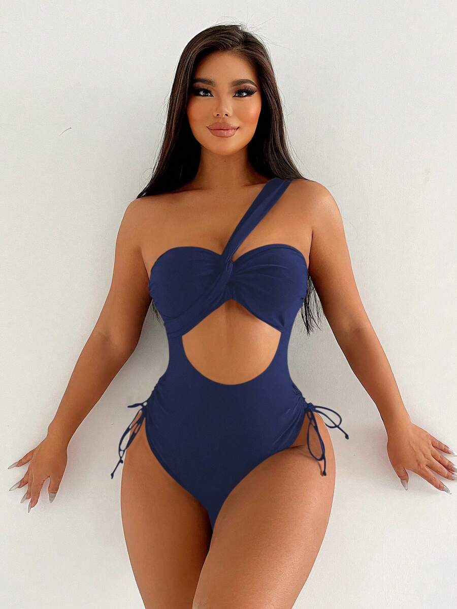 SHEIN Swim 1pc Summer Beach Outfit For Women - Navy Blue - View 1