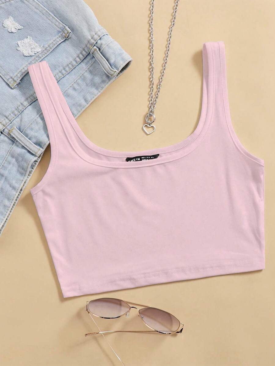 SHEIN Unity Women Solid Color Cami Top, Simple Fashion, Suitable For Summer - Baby Pink - View 1