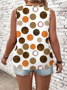 EMERY ROSE Plus Size Casual Polka Dot Print Camisole Back To School - Orange - View 2