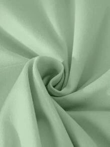 Conjunto de pijama para primavera de 2 piezas para niña preadolescente: top de manga corta de cuello redondo de color verde sólido y pantalones casuales sueltos de punto rosa