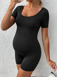 SHEIN Pregnant Women's New Slim Fit Hollow Back Outdoor Casual Sports Jumpsuit