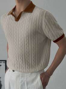 DAZY Jersey holgado de punto de verano para hombre con parches de colores contrastantes