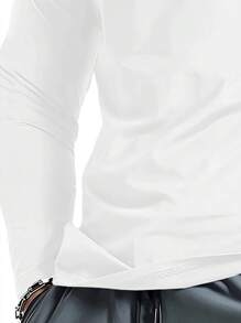Manfinity Dauomo Camiseta de manga larga casual con cuello alto y cremallera delantera para hombres, lisa