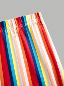 2pcs/Set Tween Girls White Colorful Letter Print Tank Top And Stripe Print Flare Pants Set - Multicolor - View 7