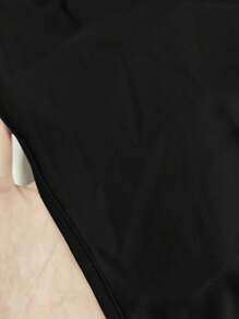 Sweetra Body De Manga Acampanada Con Dobladillo De Volantes Y Color Sólido Para Mujer - Negro - Ver 5