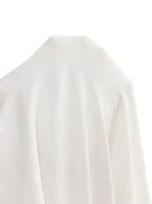 SHEIN Unity Blusa casual da donna con scollo a V, decorata con bottoni, a blocchi di colore, manica lunga, vestibilità slim