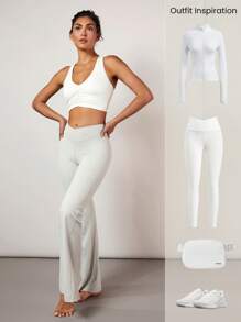 GLOWMODE FeatherFit™ Ruched Racerback Sports Bra Fall Winter - White - View 7