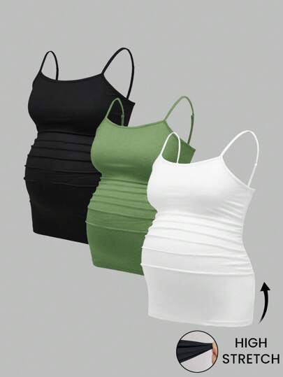 SHEIN Simple Solid Color Maternity Cami Top, Fashionable For Summer