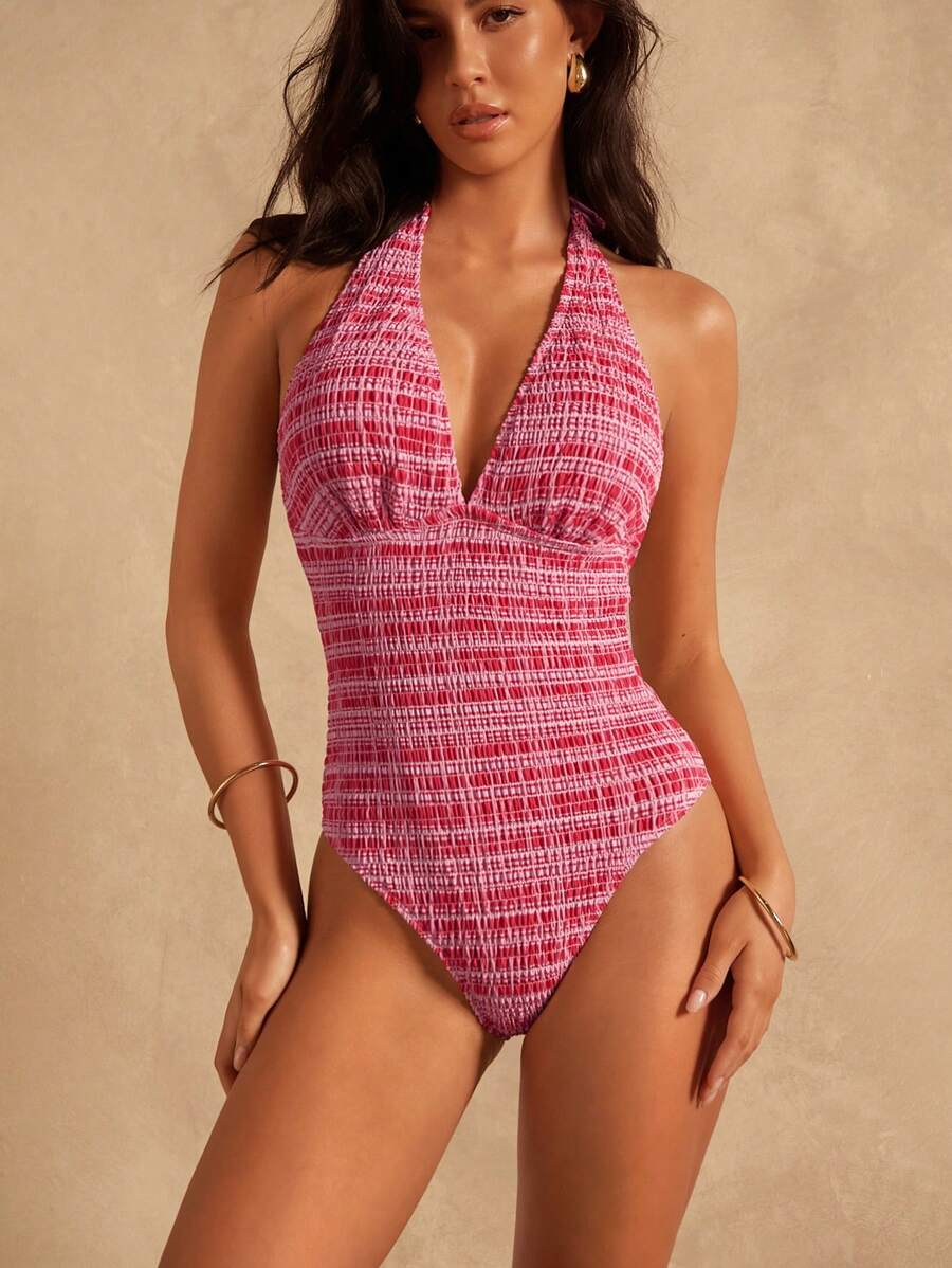 Swim Chiccia 1pc Women's Simple & Fashionable One-Piece Swimsuit, Suitable For Summer