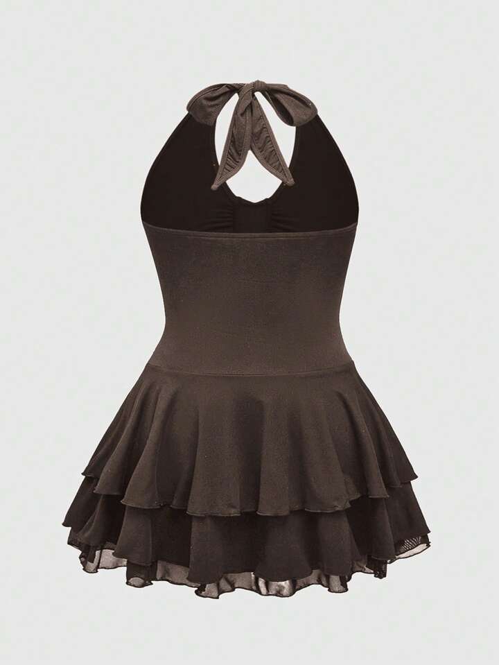 Our J-Fashion Plus Size Women Cross Decorated Multi-Layer Halter Mini Dress,  Punk Style is such a vibe - ROMWE