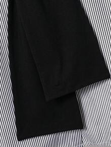 3 件套青少年女孩休闲宽松粉色条纹衬衫，粉色斗篷装饰，宽腿编织宽松工装裤，适合春夏季 - 黑色 - 查看 9