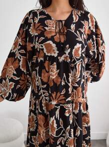 RueChic Women Floral Pattern Maxi Curve Dress - Multicolor - View 6