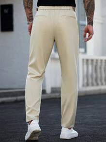 Manfinity CasualCool Men's Slim-Fit Solid Color Casual Suit Pants, Minimalist Style For Daily Wear Casual