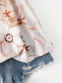 SHEIN VCAY Ropa de mujer de talla grande con estampado floral y encaje en contraste en top tipo camiseta de verano, ropa de verano europea y occidental, ropa de verano bonita, ropa de playa, ropa bohemia, ropa de vacaciones, ropa de resort, ropa hippie para mujer, atuendo de Pascua, atuendo de rave, atuendo de concierto country, atuendo de Nashville, atuendo de Coachella, atuendo de Ibiza, camisetas gráficas, atuendos de verano con flores