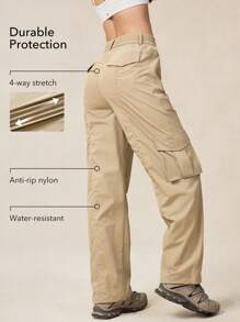 OutZeal Pantalones ligeros y elásticos resistentes al agua y desgarros para senderismo de mujer, con bolsillos cargo, apropiados para actividades al aire libre