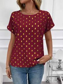 EMERY ROSE Women's Leopard Print Batwing Sleeve Shirt, Minimalist And Fashionable For Summer